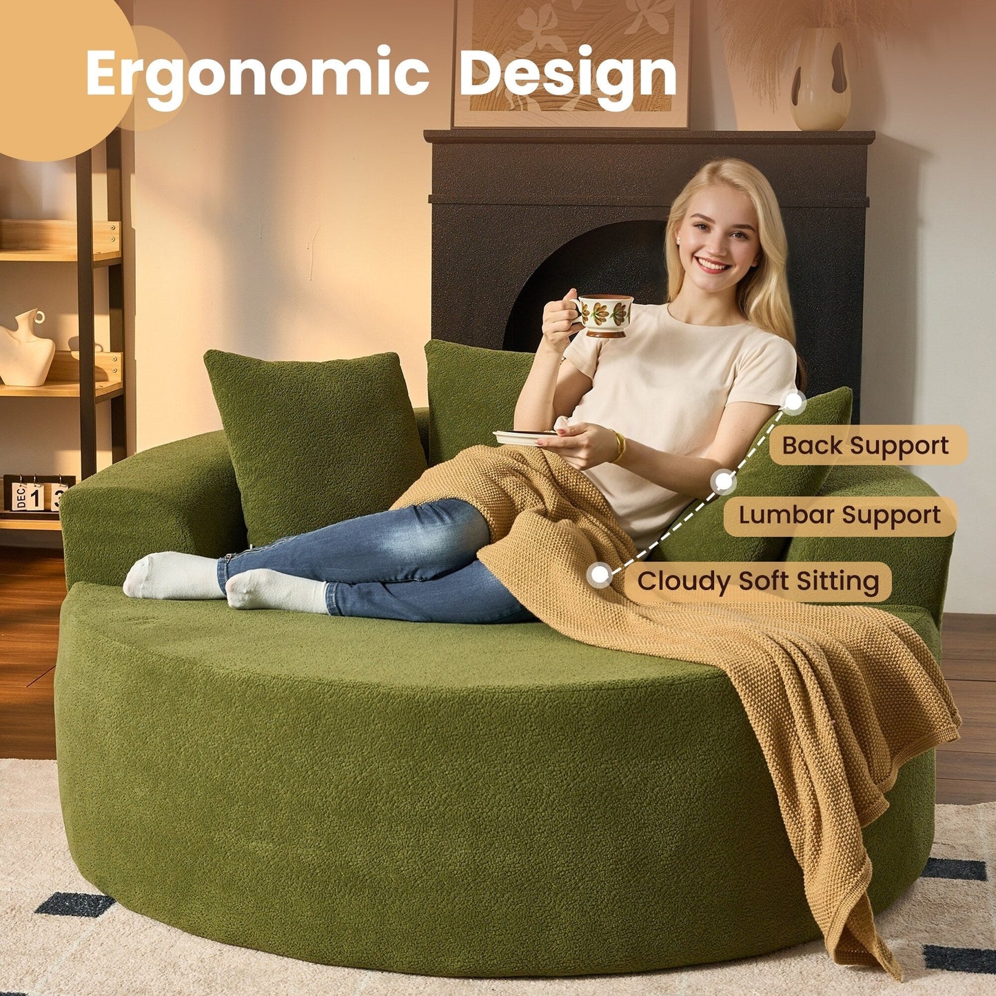 Divano da pavimento moderno in tessuto di velluto a coste HOOOWOOO