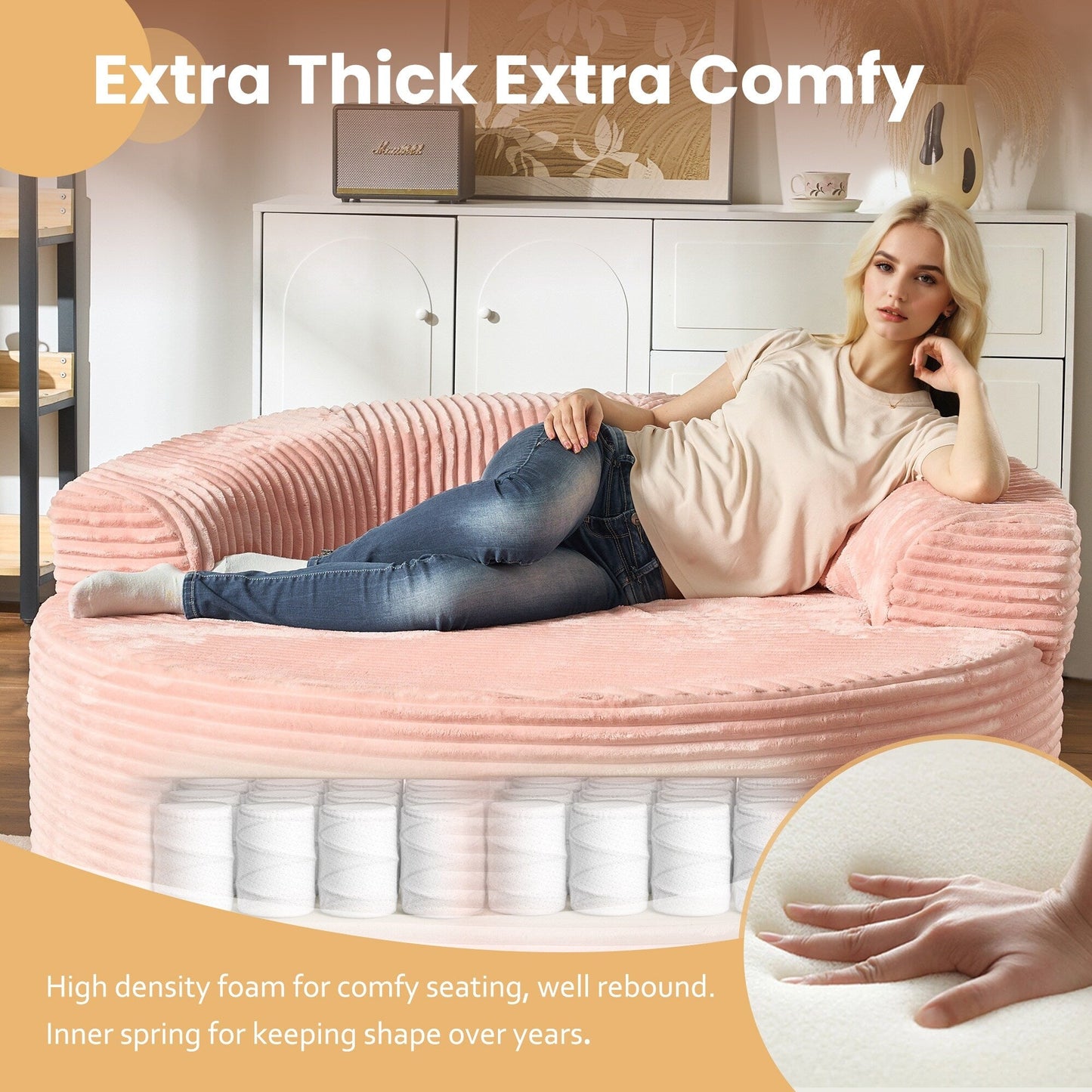 Divano da pavimento moderno in tessuto di velluto a coste HOOOWOOO