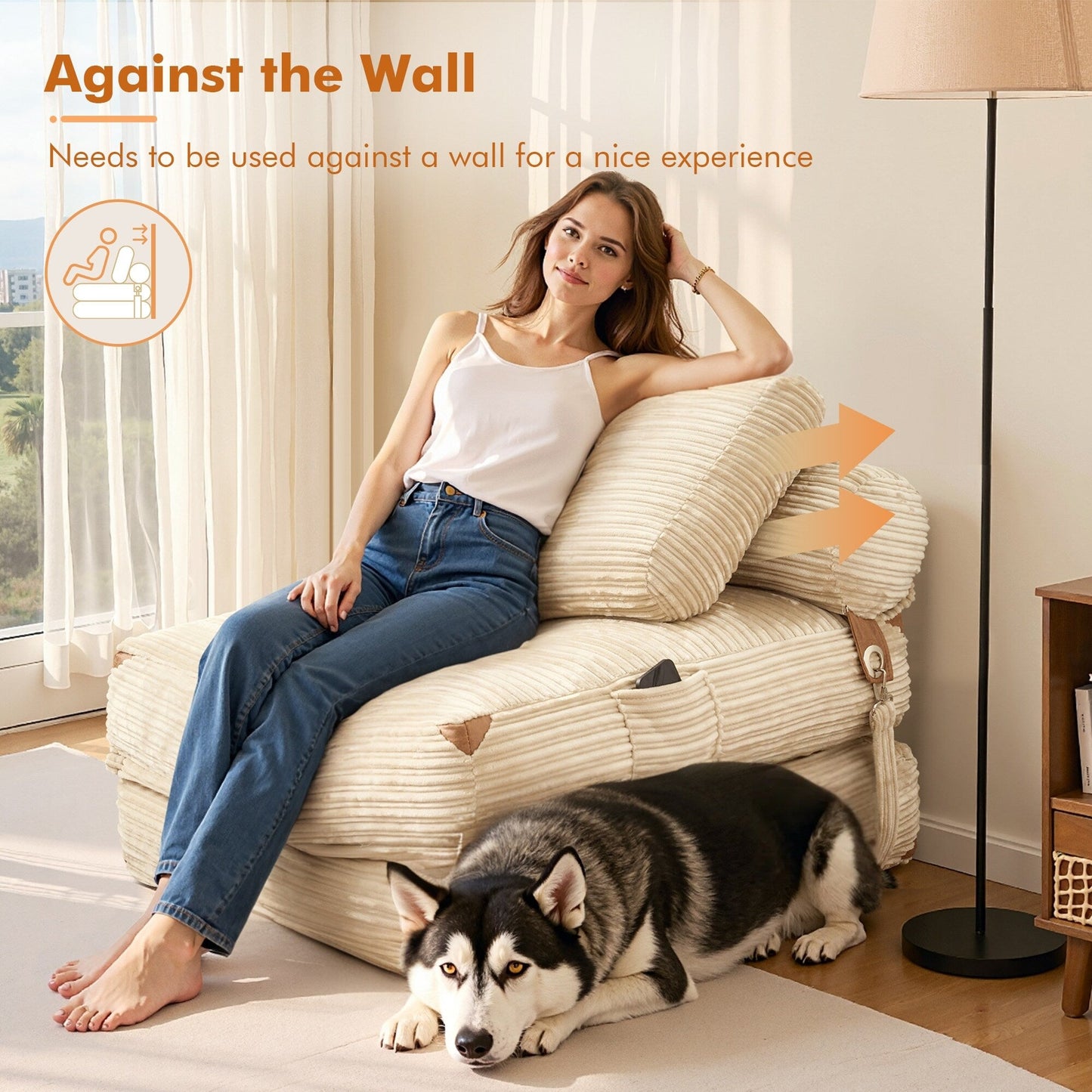 Divano pieghevole moderno in velluto a coste HOOOWOOO