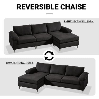 Divano chaise longue moderno convertibile in poliestere HOOOWOOO con gambe in metallo per soggiorno