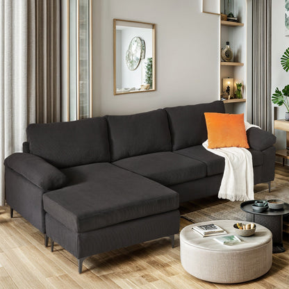 Divano chaise longue moderno convertibile in poliestere HOOOWOOO con gambe in metallo per soggiorno