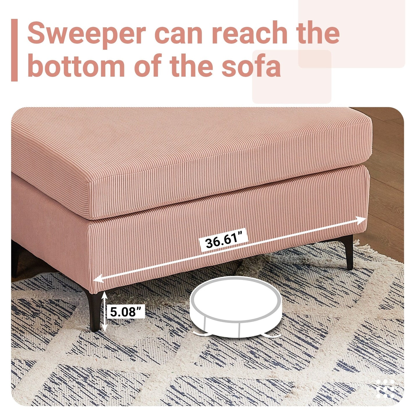 Divano chaise longue moderno convertibile in poliestere HOOOWOOO con gambe in metallo per soggiorno