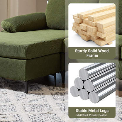 Divano chaise longue moderno convertibile in poliestere HOOOWOOO con gambe in metallo per soggiorno