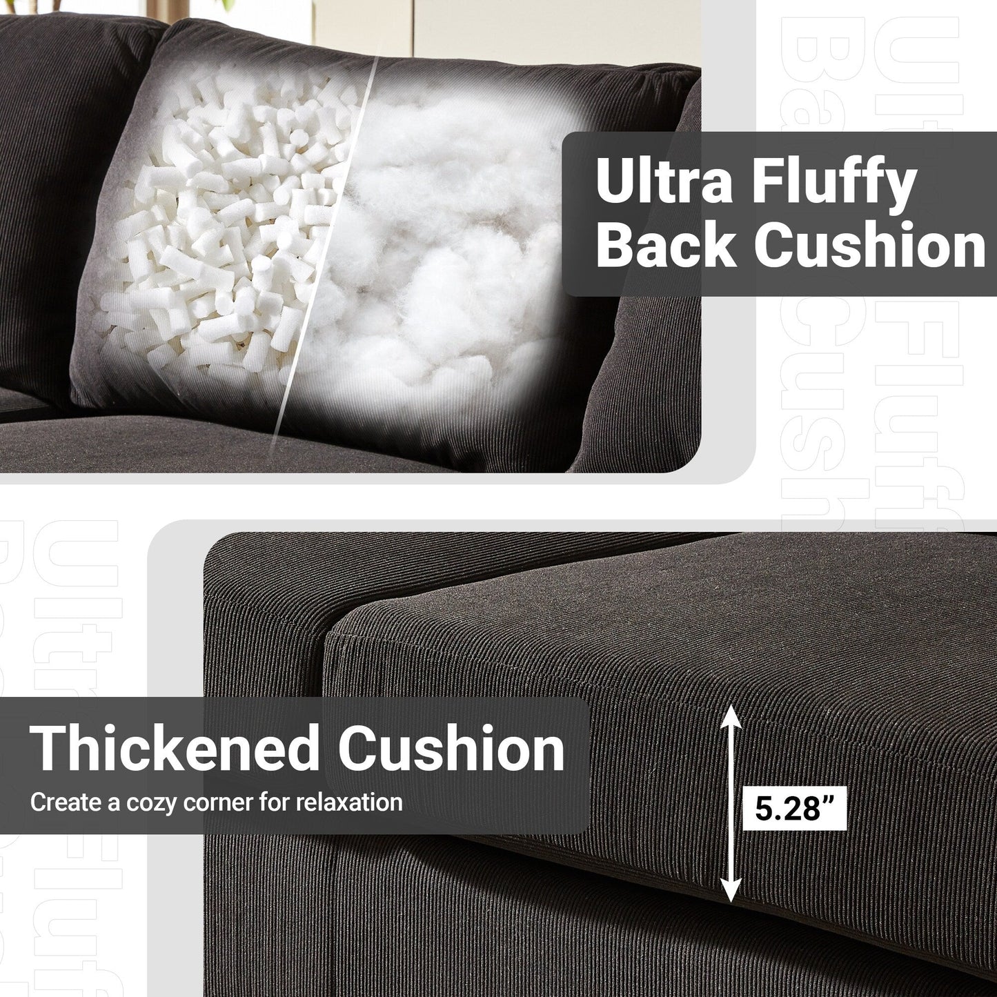 Divano chaise longue moderno convertibile in poliestere HOOOWOOO con gambe in metallo per soggiorno