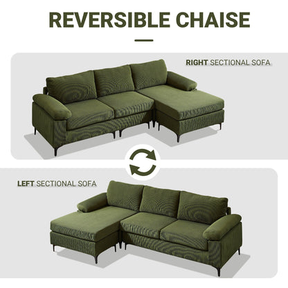 Divano chaise longue moderno convertibile in poliestere HOOOWOOO con gambe in metallo per soggiorno