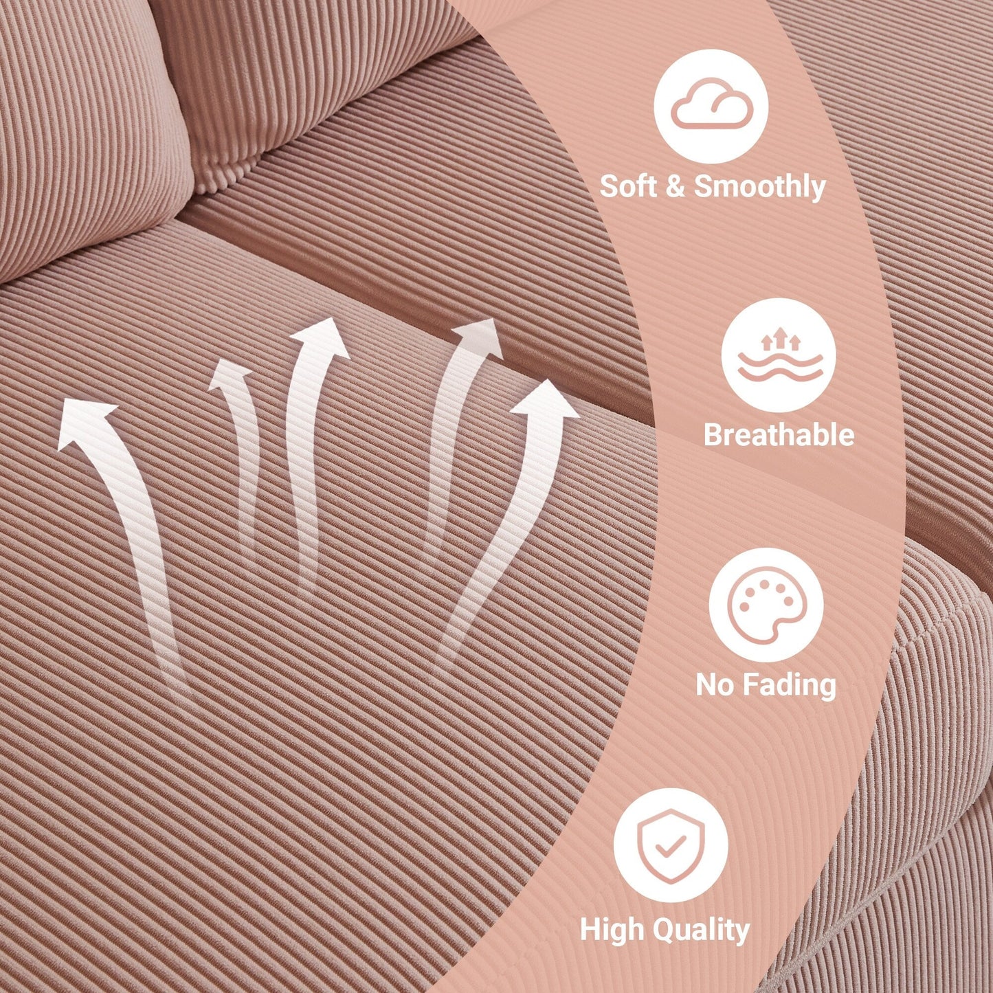 Divano chaise longue moderno convertibile in poliestere HOOOWOOO con gambe in metallo per soggiorno