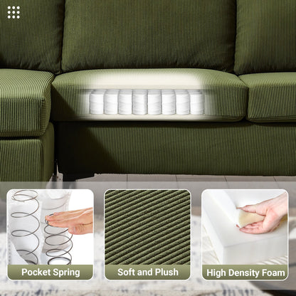 Divano chaise longue moderno convertibile in poliestere HOOOWOOO con gambe in metallo per soggiorno