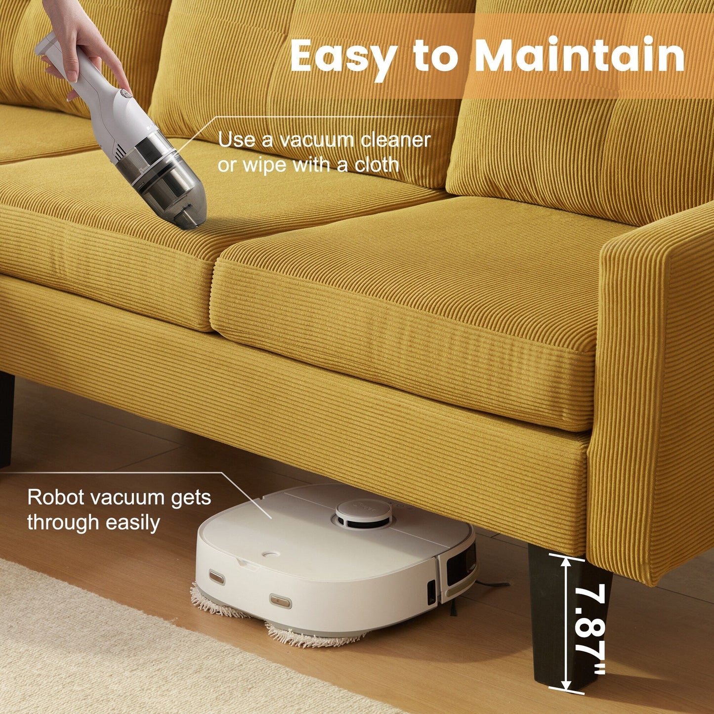 Divano moderno a forma di L in velluto a coste HOOOWOOO