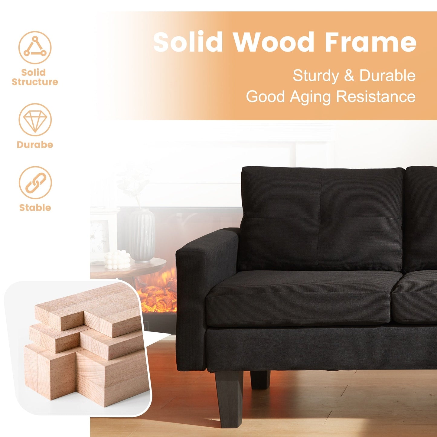 Divano moderno a forma di L in velluto a coste HOOOWOOO