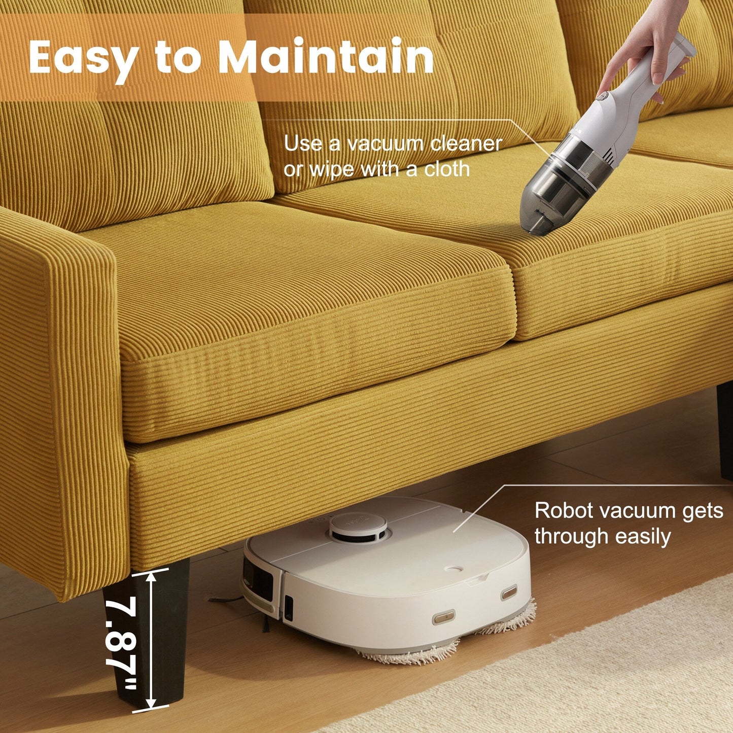 Divano moderno a forma di L in velluto a coste HOOOWOOO