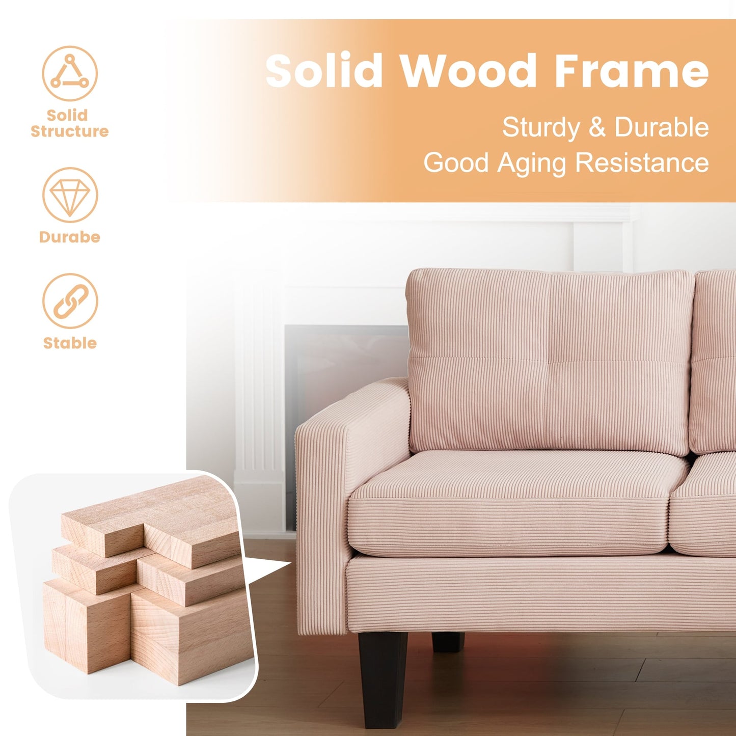 Divano moderno a forma di L in velluto a coste HOOOWOOO