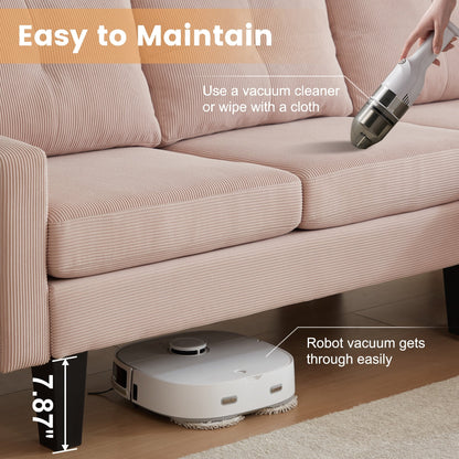 Divano moderno a forma di L in velluto a coste HOOOWOOO