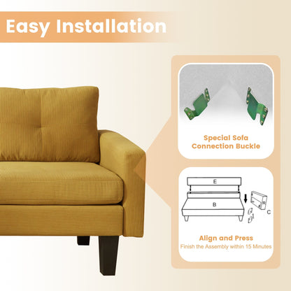 Divano moderno a forma di L in velluto a coste HOOOWOOO