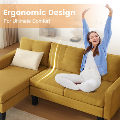 Divano moderno a forma di L in velluto a coste HOOOWOOO