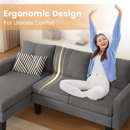 Divano moderno a forma di L in velluto a coste HOOOWOOO