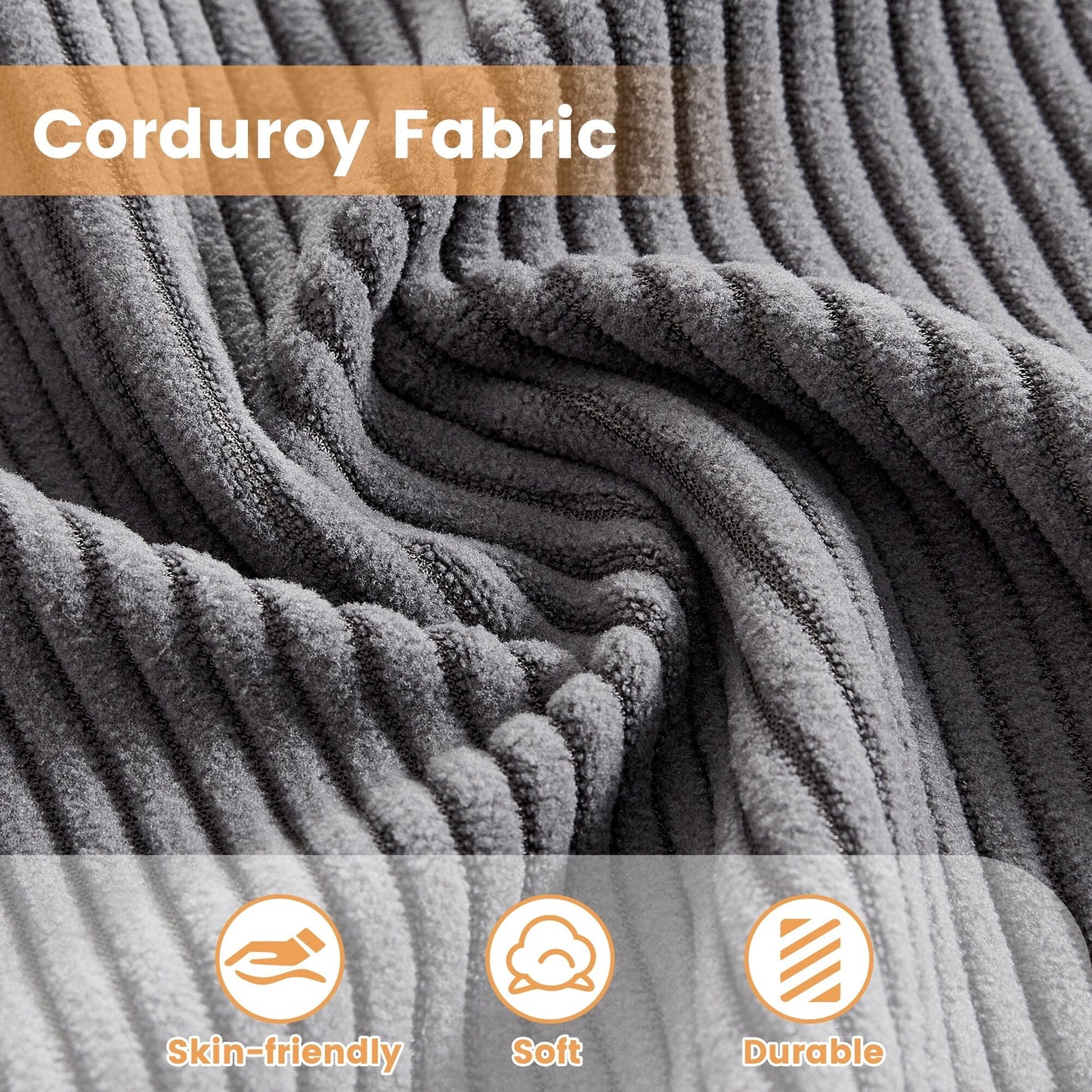 Divano moderno a forma di L in velluto a coste HOOOWOOO