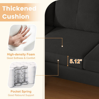 Divano moderno a forma di L in velluto a coste HOOOWOOO