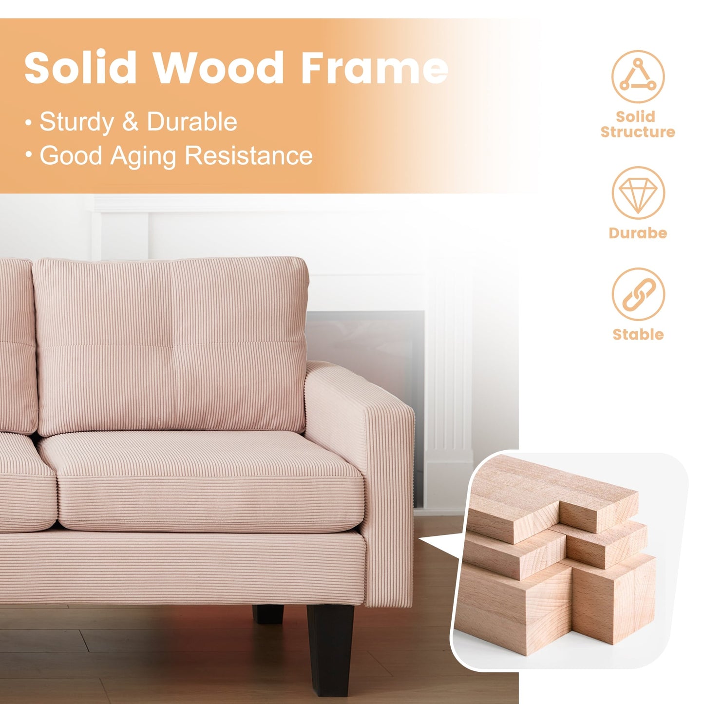 Divano moderno a forma di L in velluto a coste HOOOWOOO