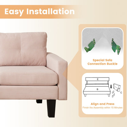 Divano moderno a forma di L in velluto a coste HOOOWOOO