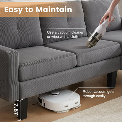 Divano moderno a forma di L in velluto a coste HOOOWOOO