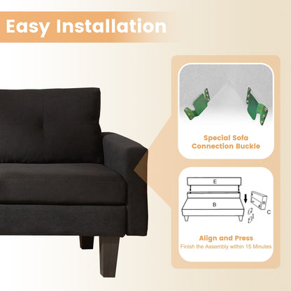 Divano moderno a forma di L in velluto a coste HOOOWOOO