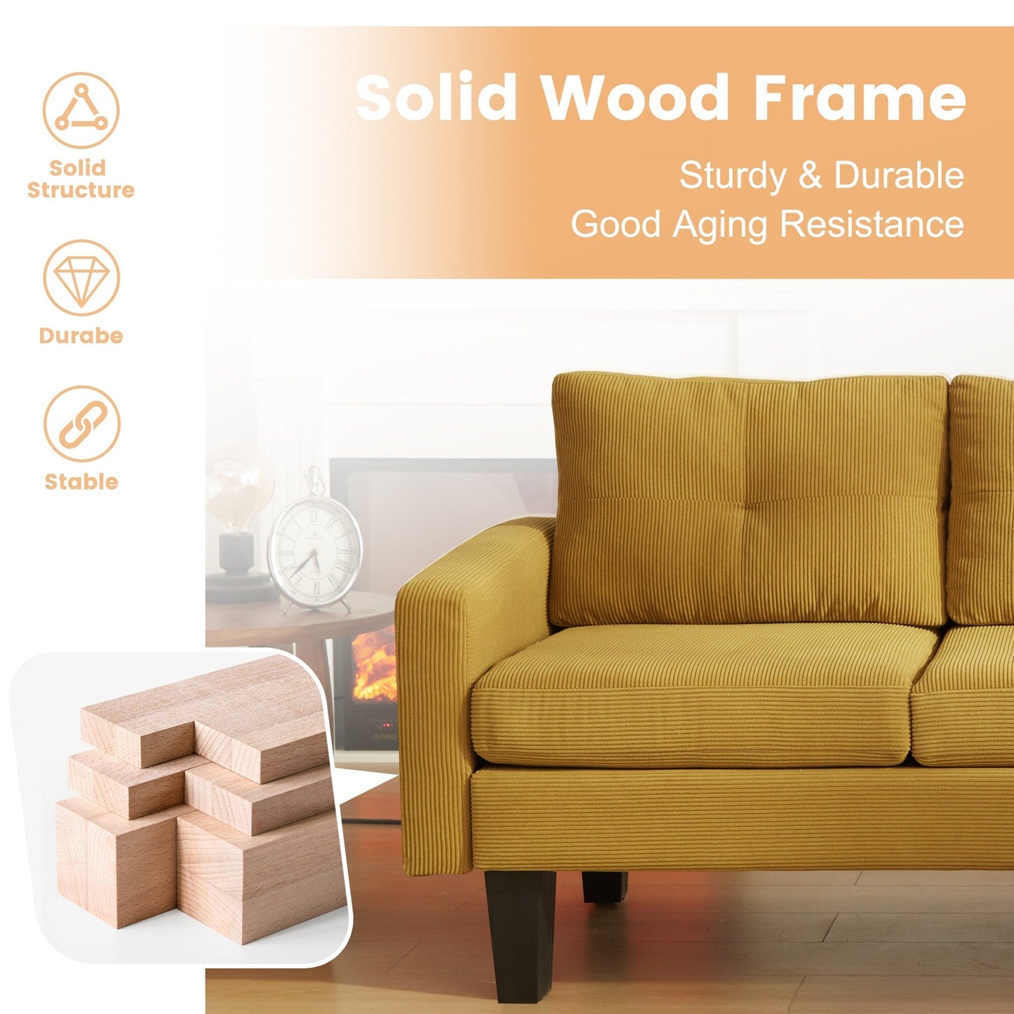 Divano moderno a forma di L in velluto a coste HOOOWOOO