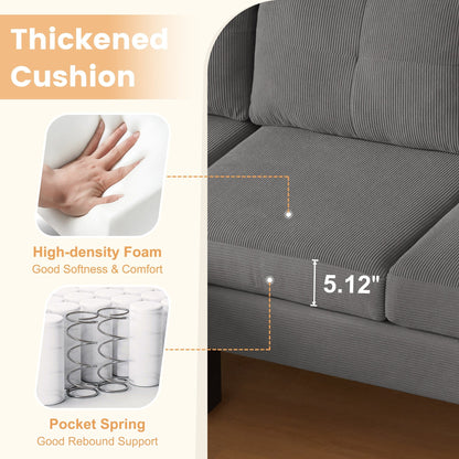 Divano moderno a forma di L in velluto a coste HOOOWOOO