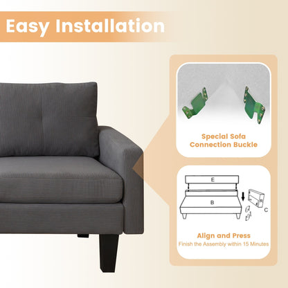 Divano moderno a forma di L in velluto a coste HOOOWOOO