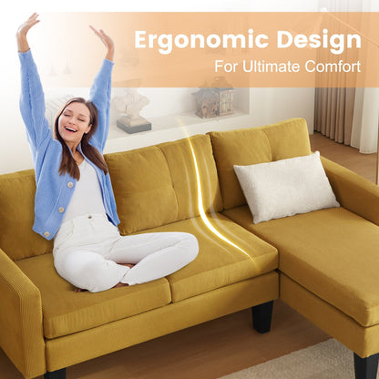 Divano moderno a forma di L in velluto a coste HOOOWOOO