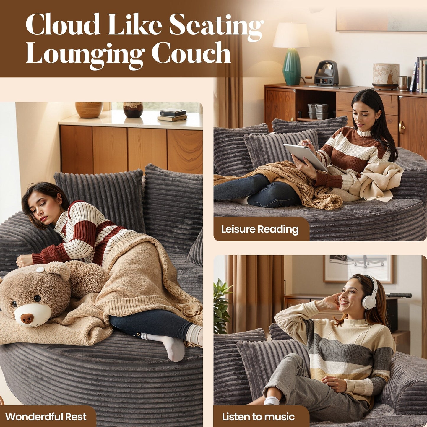 Divano moderno in tessuto felpato HOOOWOOO