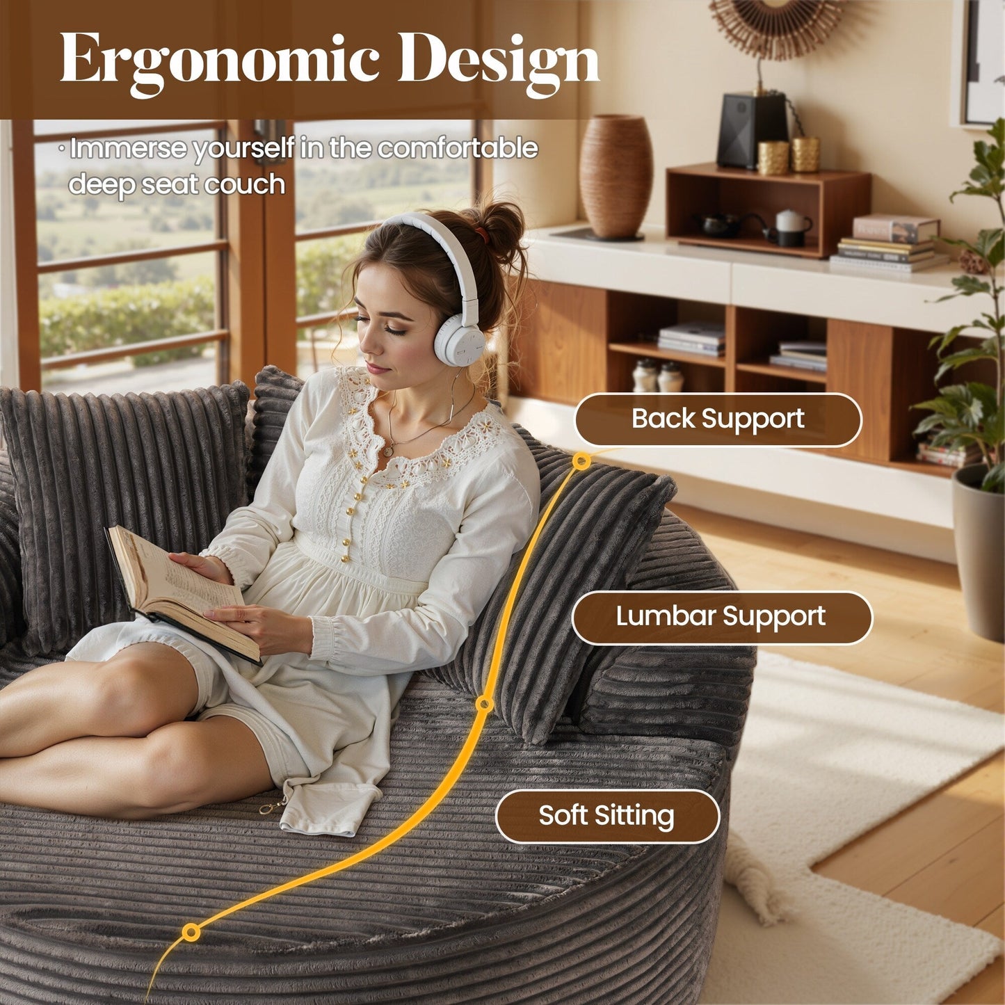 Divano moderno in tessuto felpato HOOOWOOO