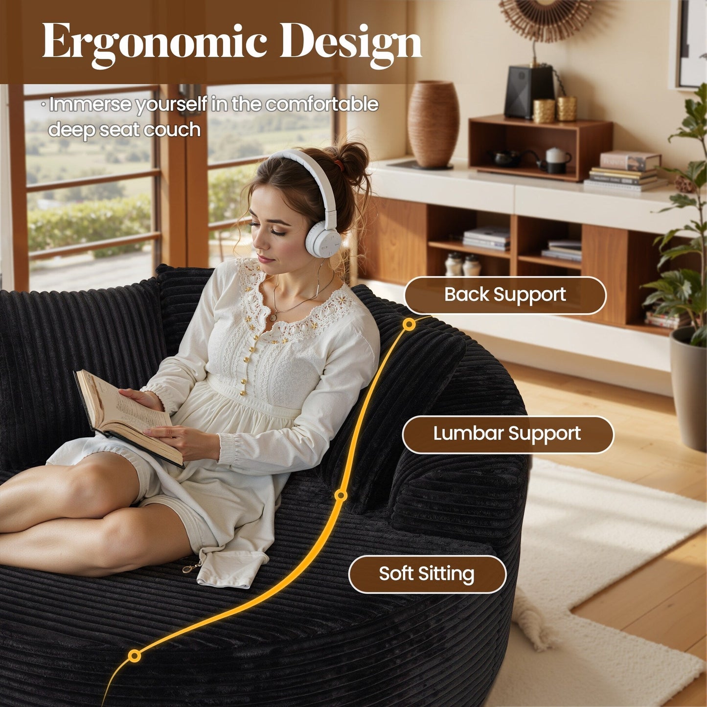 Divano moderno in tessuto felpato HOOOWOOO