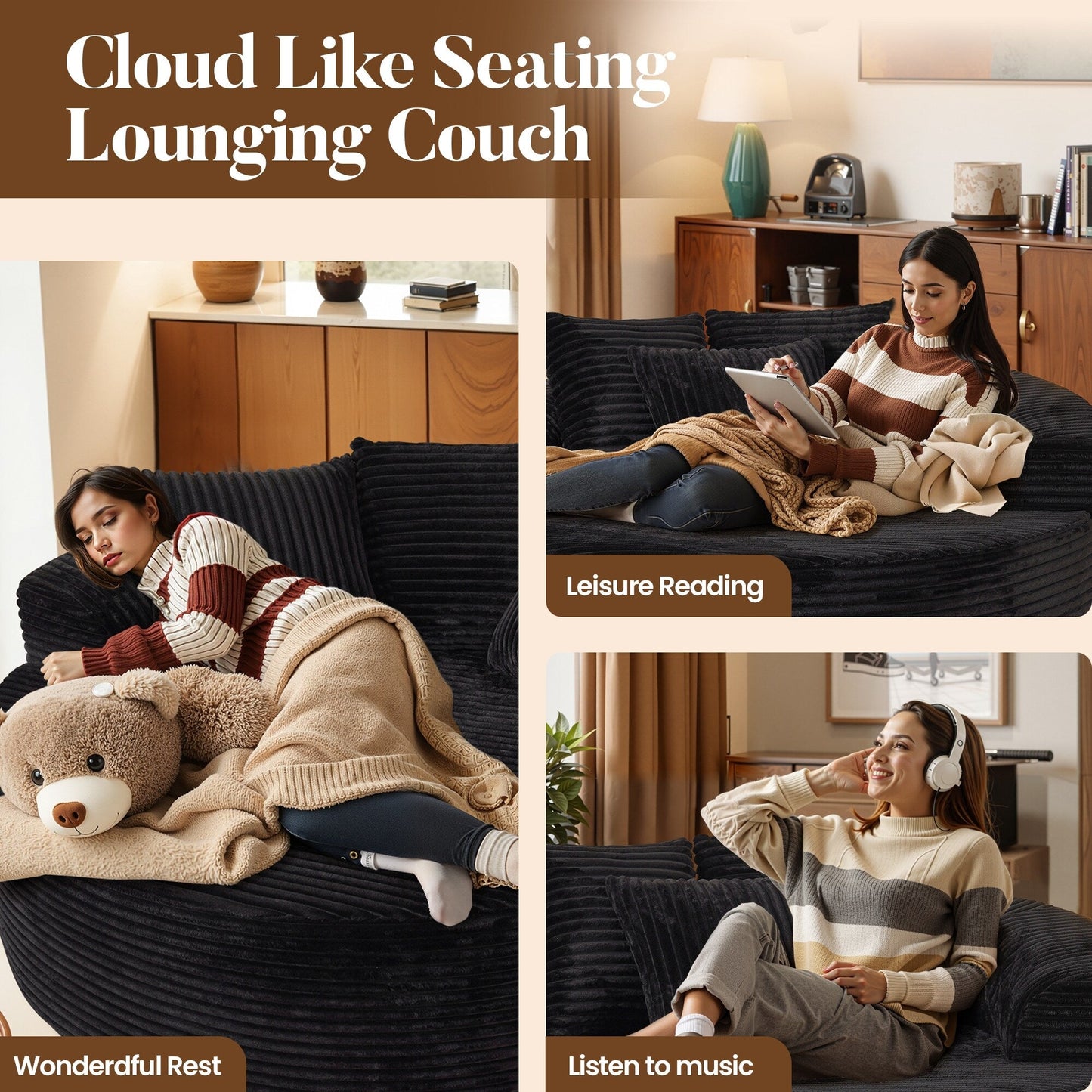 Divano moderno in tessuto felpato HOOOWOOO