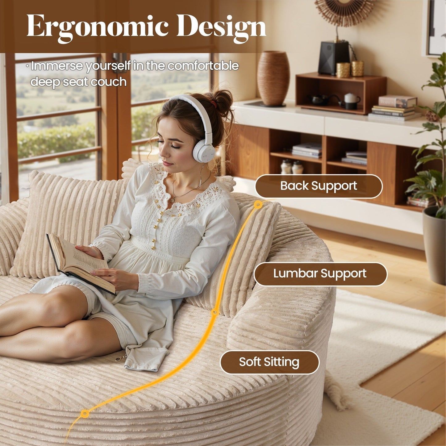 Divano moderno in tessuto felpato HOOOWOOO