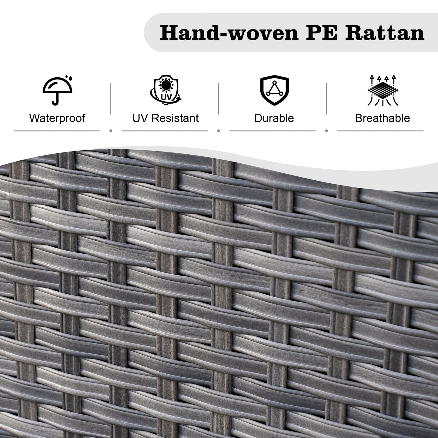 HOOOWOOO Set di mobili da esterno in rattan e vimini da 11 pezzi, sedie girevoli con braciere