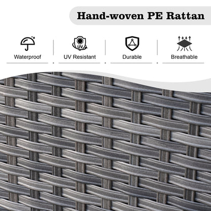 HOOOWOOO Set di mobili da esterno in rattan e vimini da 11 pezzi, sedie girevoli con braciere