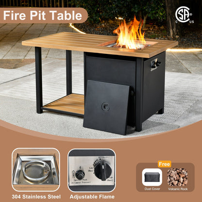 HOOOWOOO Set da 6 pezzi per mobili da esterno in vimini per patio, braciere con sedia a dondolo girevole