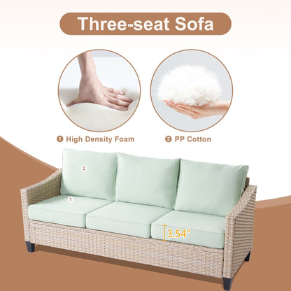 HOOOWOOO Set da 6 pezzi per mobili da esterno in vimini per patio, braciere con sedia a dondolo girevole