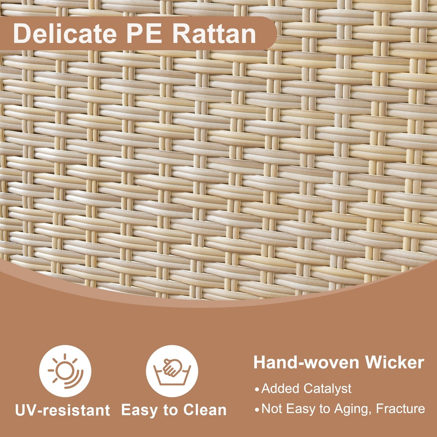 HOOOWOOO Set da 6 pezzi per mobili da esterno in vimini per patio, braciere con sedia a dondolo girevole