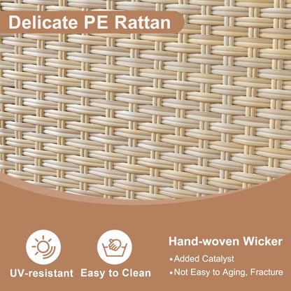 HOOOWOOO Set da 6 pezzi per mobili da esterno in vimini per patio, braciere con sedia a dondolo girevole