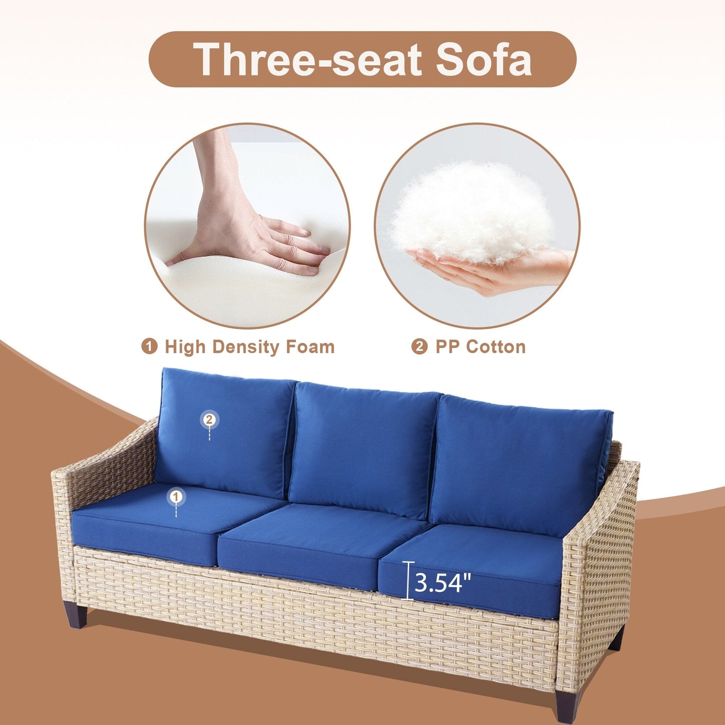 HOOOWOOO Set da 6 pezzi per mobili da esterno in vimini per patio, braciere con sedia a dondolo girevole