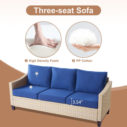 HOOOWOOO Set da 6 pezzi per mobili da esterno in vimini per patio, braciere con sedia a dondolo girevole