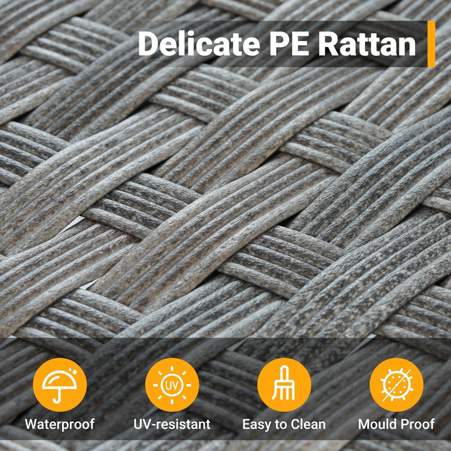 Set di 4 sedie girevoli da giardino in vimini HOOOWOOO con braciere a legna