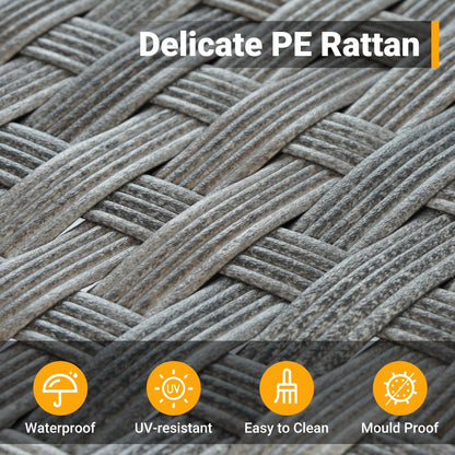 Set di 4 sedie girevoli da giardino in vimini HOOOWOOO con braciere a legna