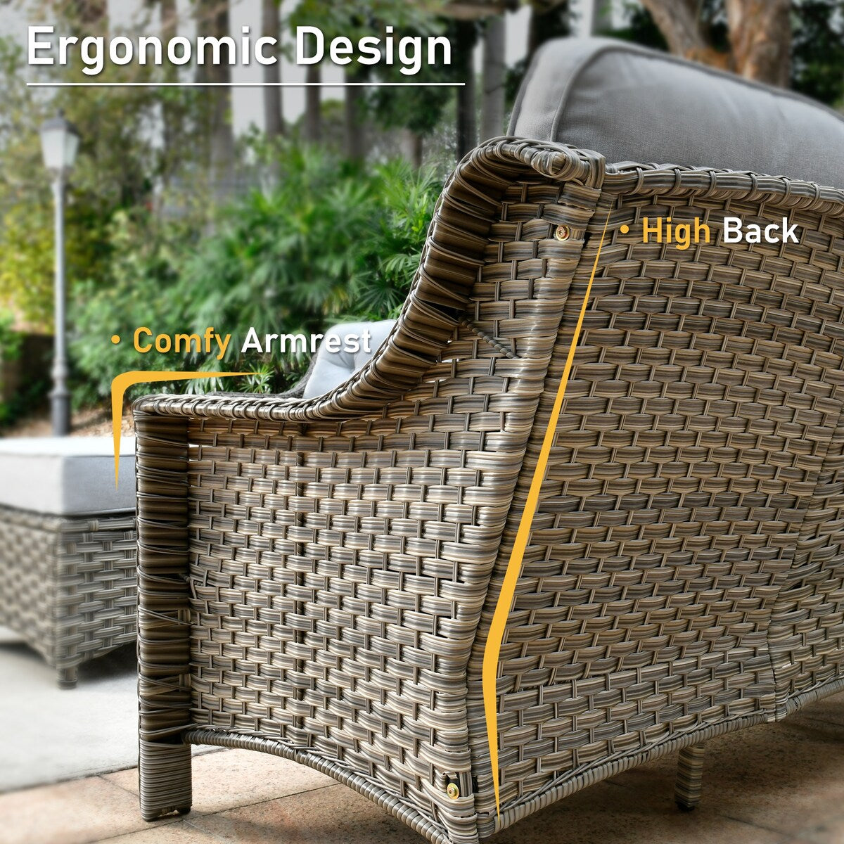 Set di 9 sedie girevoli da esterno con schienale alto in vimini HOOOWOOO