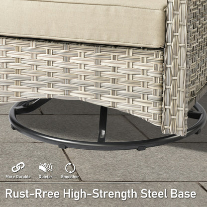 Set di 9 sedie girevoli da esterno con schienale alto in vimini HOOOWOOO