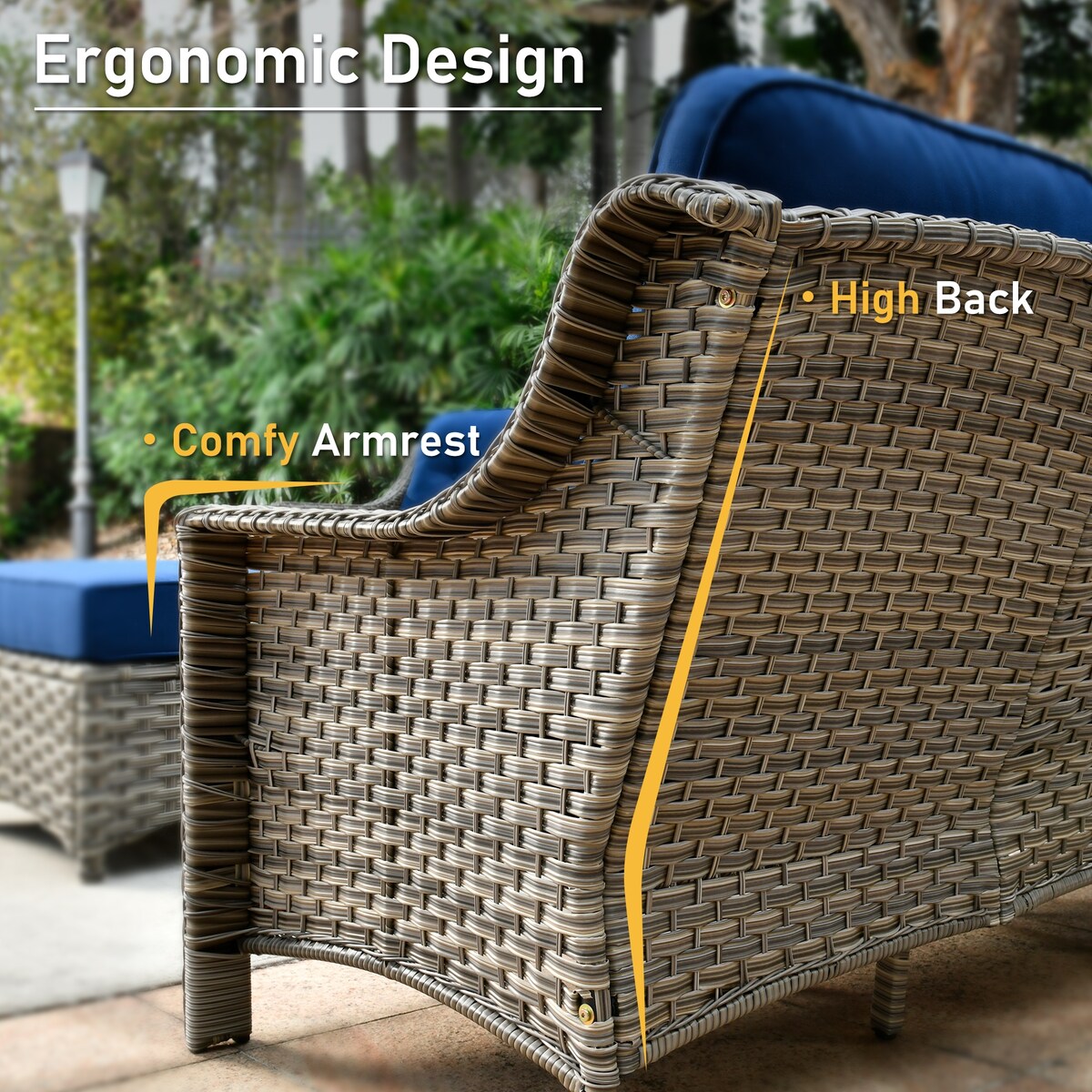 Set di 9 sedie girevoli da esterno con schienale alto in vimini HOOOWOOO