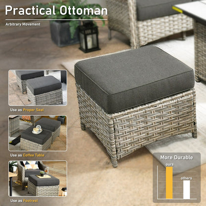 Set di 9 sedie girevoli da esterno con schienale alto in vimini HOOOWOOO