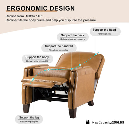 Poltrona reclinabile Gladis Modern Retro in vera pelle con finiture a borchie di HULALA HOME