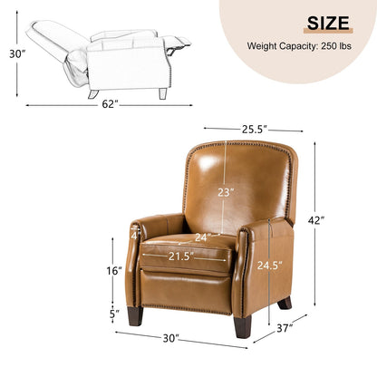 Poltrona reclinabile Gladis Modern Retro in vera pelle con finiture a borchie di HULALA HOME